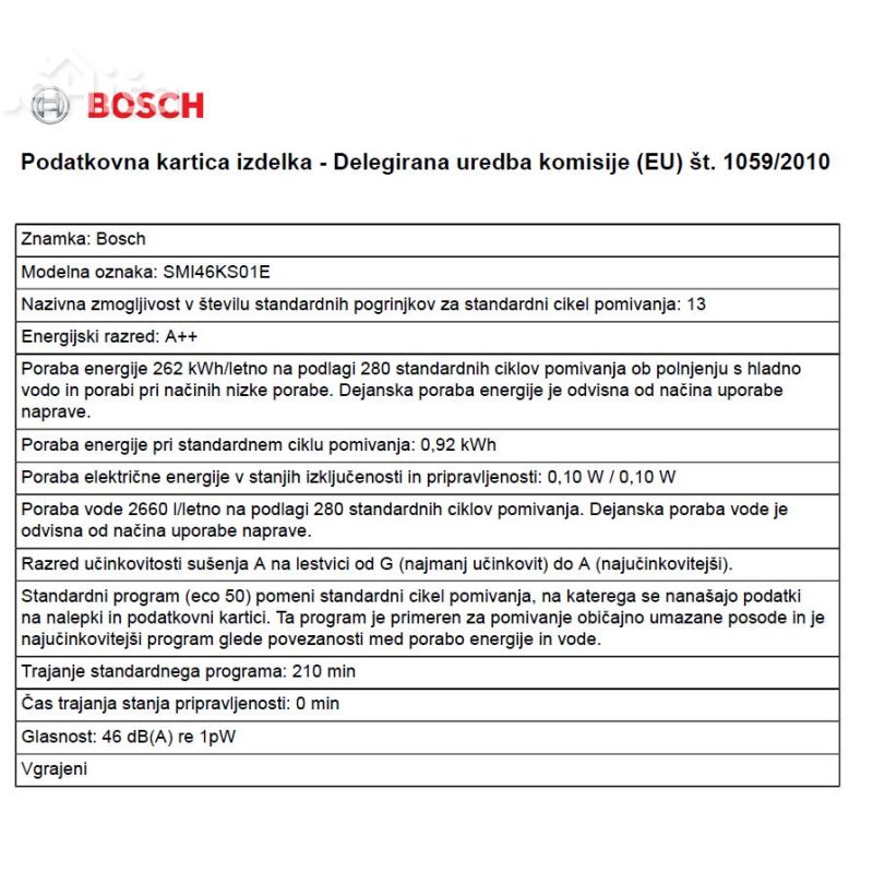 Vgradni pomivalni stroj širine 60 cm BOSCH SMI46KS01E
