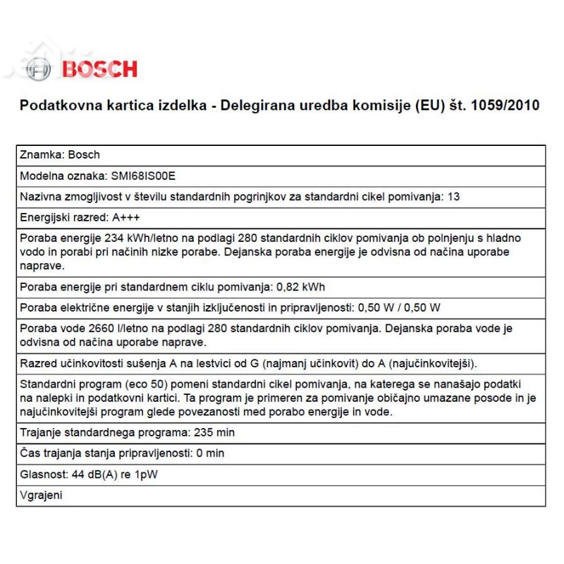 Vgradni pomivalni stroj širine 60 cm BOSCH SMI68IS00E
