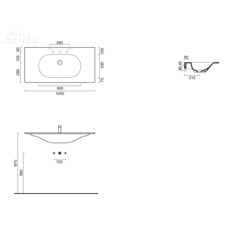 Vgradni umivalnik New zero 100x50 CATALANO 1100HZ00
