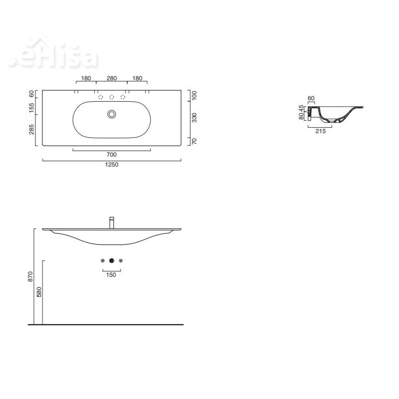 Vgradni umivalnik New zero 125x50 CATALANO 1125HZ00
