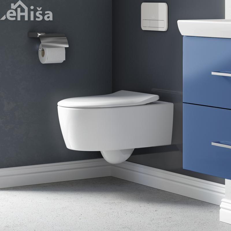 Viseča brezrobna WC školjka z desko s počasnim zapiranjem AVENTO white alpin VILLEROY & BOCH
